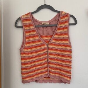 Ghanda Multicolor Striped Crochet Vest Top